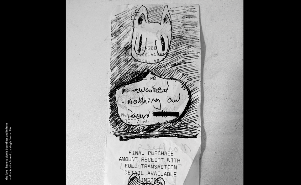 receipt "final purchase" with a picture of a little dog girl saying "i awaited nothing and found ****"